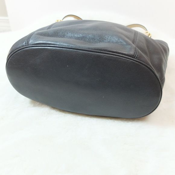 Michael Kors Black Leather Gold Tone Hardware Double Handle Tote Bag - Picture 10 of 14